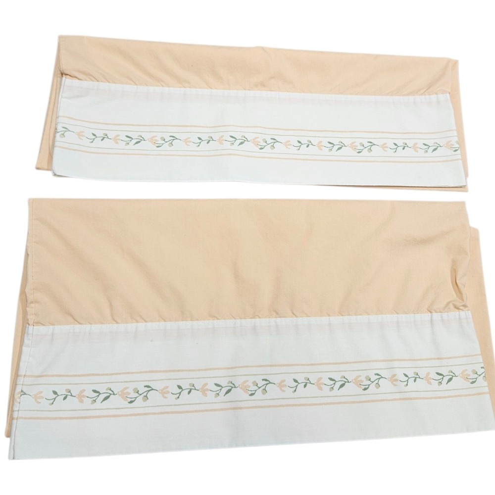Vintage Laura Ashley Burlington House Peach Floral Pillowcases Standard Set of 2